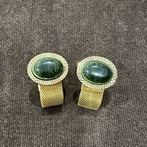 Elegant Gold and Green Cufflinks